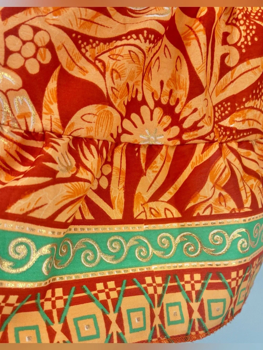 Silk Blend Orange Floral Wrap Midi Skirt One Size